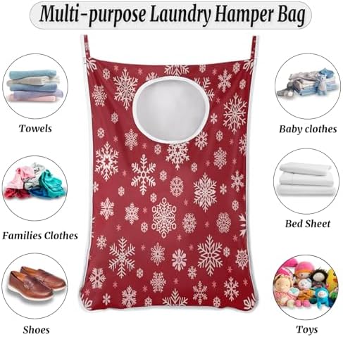 Foldable Christmas Snowflake Laundry Basket with Adhesive Hooks