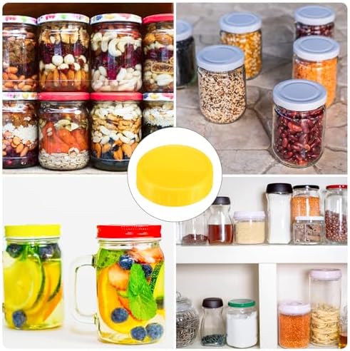 Uxcell 70mm Plastic Mason Jar Lids 9 Piece Set with Sealing Rings