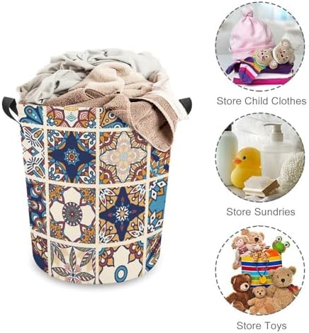 Tile Mandalas UniqueAbstract Collapsible Retro Laundry Basket