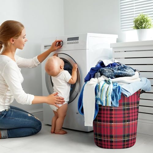 Christmas Plaid Tartan Laundry Hamper Multi-Purpose Organizer