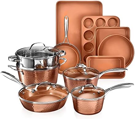 GOTHAM STEELHammered 15-Pc Ceramic Pot and Pan Set