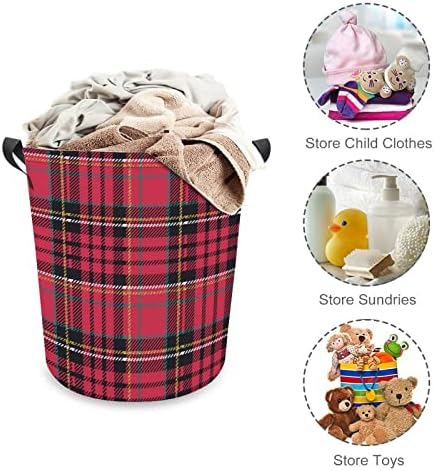 Christmas Plaid Tartan Laundry Hamper Multi-Purpose Organizer