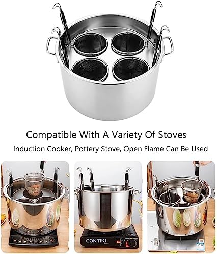 AttreX 4 Hole Pasta Cooker With Mesh Strainer Basket
