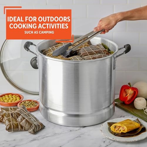 16-Quart Aluminum Steamer with Glass Lid Perfect for Food Preparation