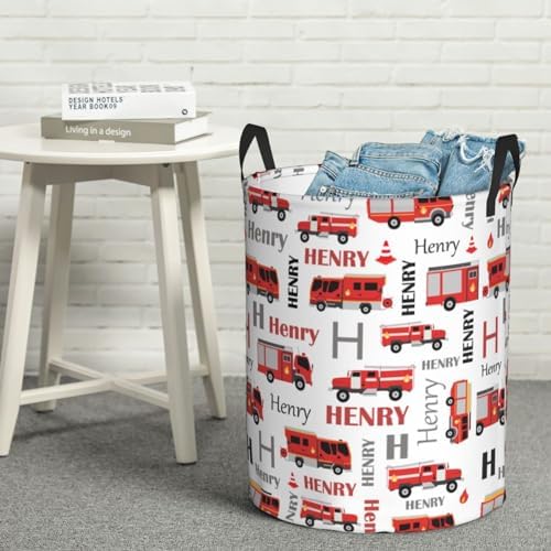 Personalized Fire Truck Laundry Basket