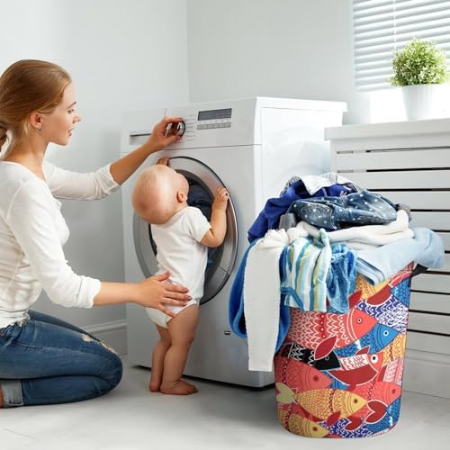 Cute Sea Animal Waterproof Laundry Hamper with Easy Carry Handles