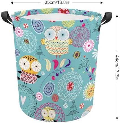 Floral Owls Folding Laundry Hamper