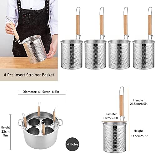 Stainless Steel Pasta Cooker Insert Set with 3 Holes for Home Kitchen
