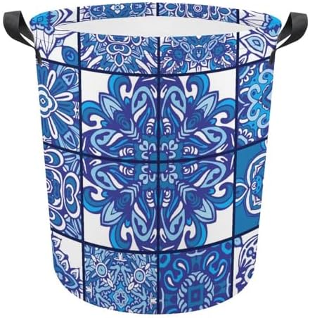 Blue Ethnic Tiles Geometric Laundry Hamper