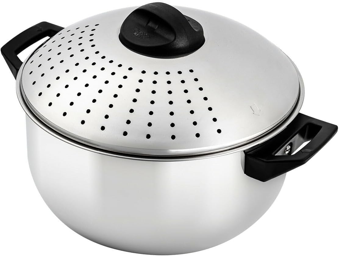 48 Quart Stainless Steel Pasta Pot with Strainer Lid and Locking Handle