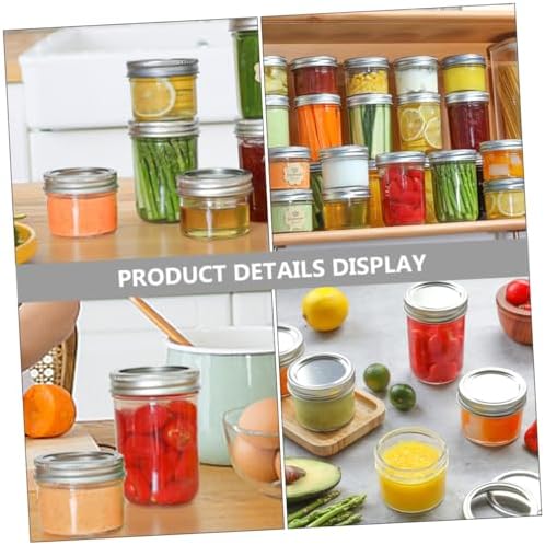 Alipis 8pcs 250ml Plastic Mason Jars with Aluminum Covers