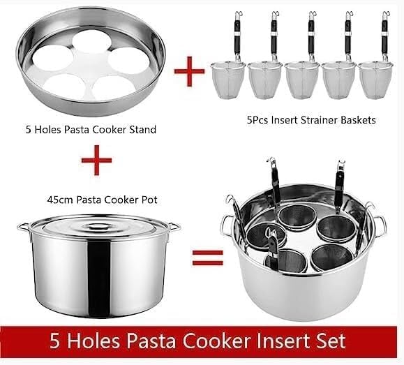 Pasta Pot Set with Strainer Basket Large Capacity 5 Holes