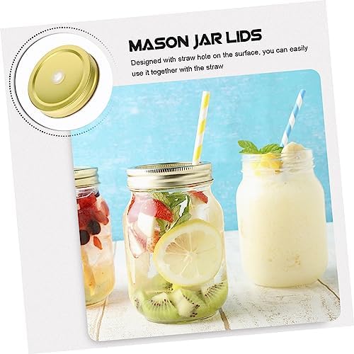 48-Piece Set of Reusable Mason Jar Lids with Straw Holes