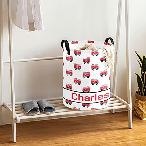 Fire Truck Pattern laundry basket custom with name