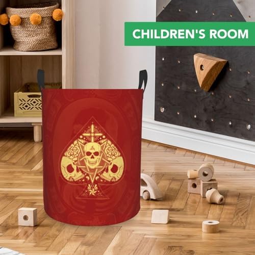 Ace Poke Skull Red Print Waterproof Folding Laundry Hamper Basket
