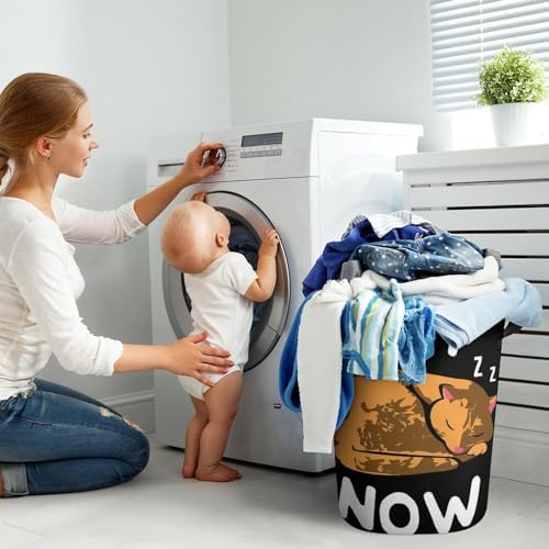 Cute Cat _lazy_ Laundry Basket Family and Travel-Friendly