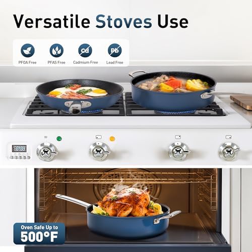 MAISON ARTS Nonstick Frying Pans Set 3 Piece Including Lid and Fry Skillet
