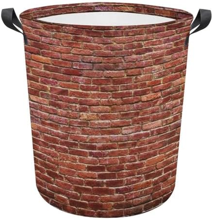 Durable Red Brick Wall Laundry Hamper Waterproof Collapsible for Dorms