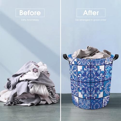 Blue Ethnic Tiles Geometric Laundry Hamper