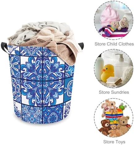 Blue Ethnic Tiles Geometric Laundry Hamper