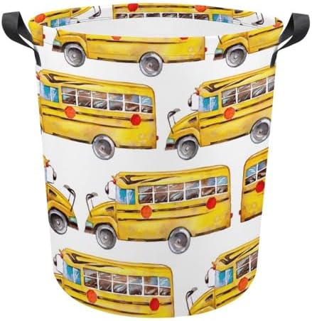 Meiko Cute Yellow Bus Rainbow Laundry Hamper