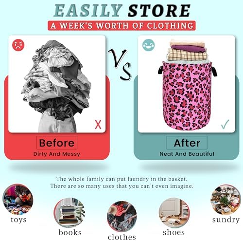 SELYION Versatile Stylish Leopard Print Laundry Hamper for Folding Storage