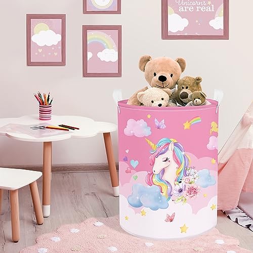 Clastyle Pink Unicorn 45L Storage Basket for Girls