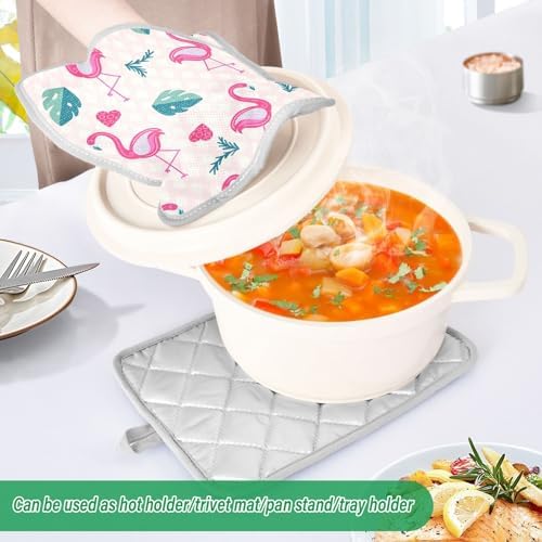 Flamingo Heat-Resistant Potholder Set Protect Oo - Kitchen Essentials for Baking Cooks