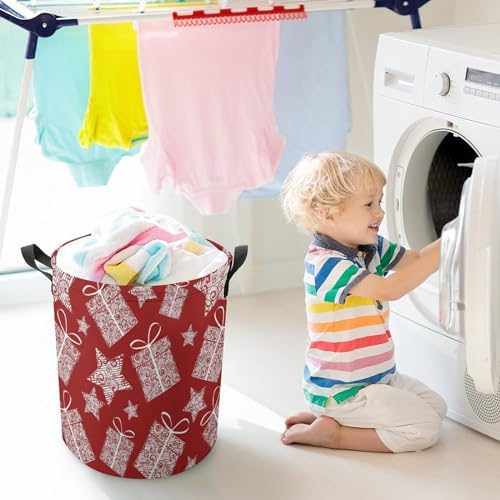 AFHYZY Christmas Laundry Hamper Large Collapsible Storage Basket with Handle - Red