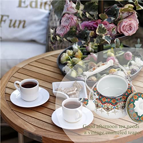 ZOOFOX Large Ceramic Teapot 26 Quart with Handle