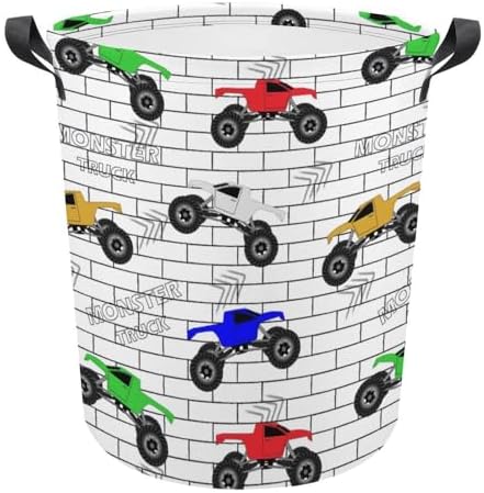 MEIKKO Multicolored Cars Monster Track Laundry Hamper
