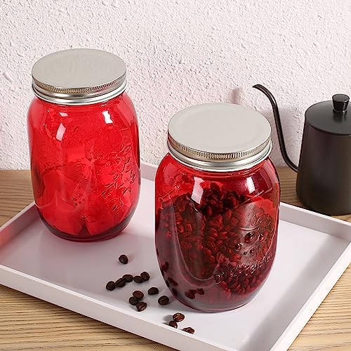 Amzcku 32oz Red Mason Jars with Lids 6 Pack