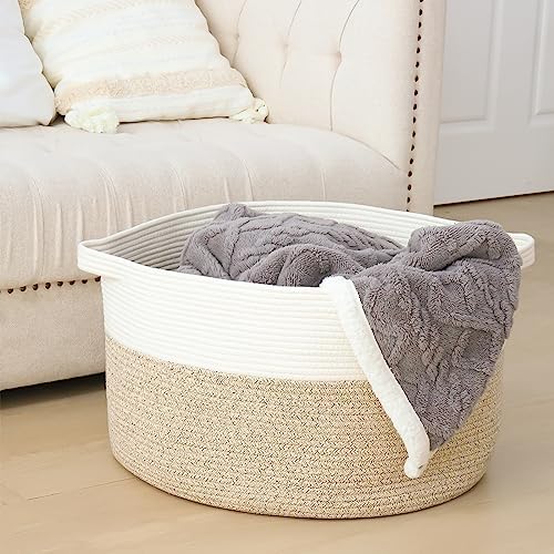 Elegant Large Cotton Rope Basket for Storage Brown