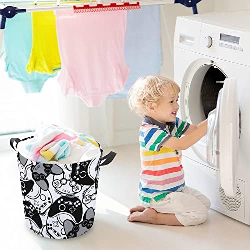 Black and White Joysticks Laundry Baskets Waterproof Durable Collapsible