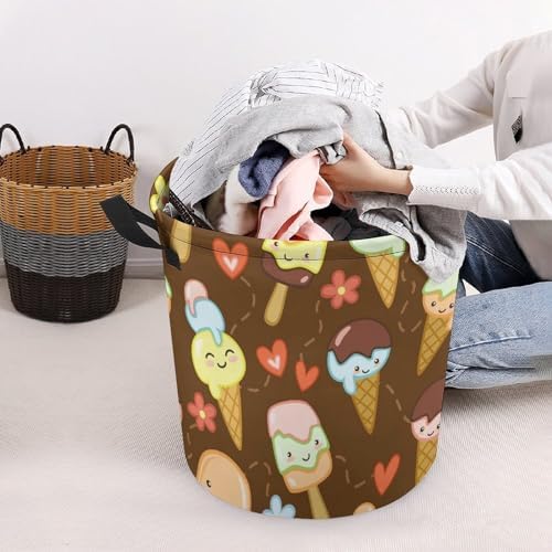 Cute Ice Creams Flower Laundry Hamper Waterproof Durable Mesh Basket