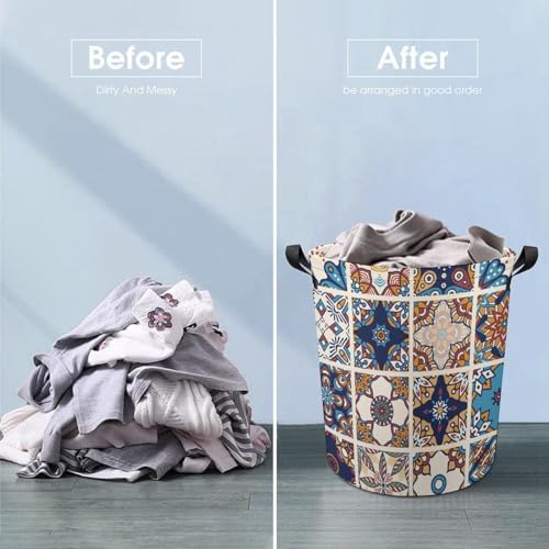 Tile Mandalas UniqueAbstract Collapsible Retro Laundry Basket