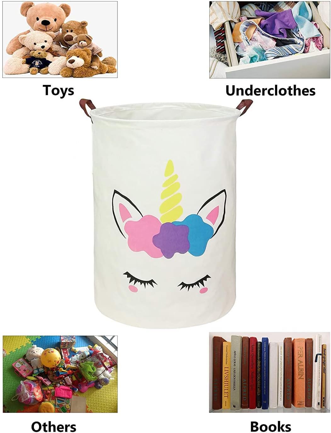 Cute Elephant Foldable Custom Name Large Laundry Basket for Kids and Babies