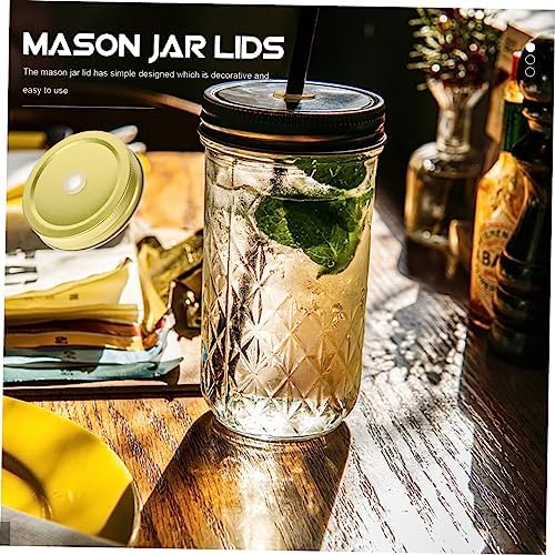 OKUMEYR 48 Pcs Reusable Mason Jar Lids with Straw Hole