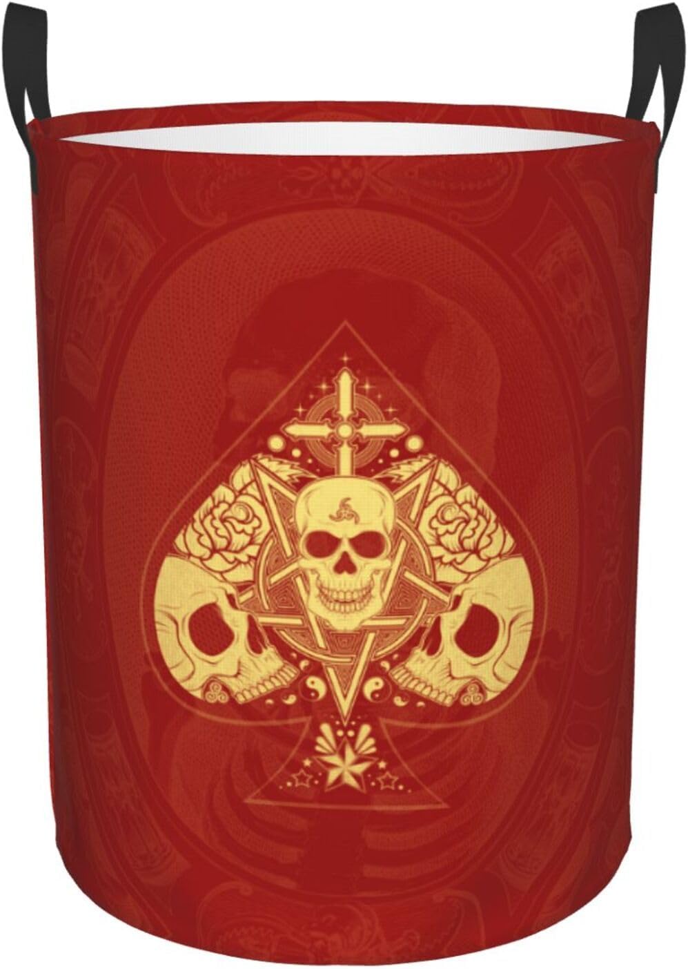 Ace Poke Skull Red Print Waterproof Folding Laundry Hamper Basket