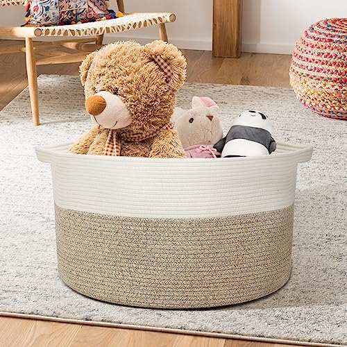 Elegant Large Cotton Rope Basket for Storage Brown