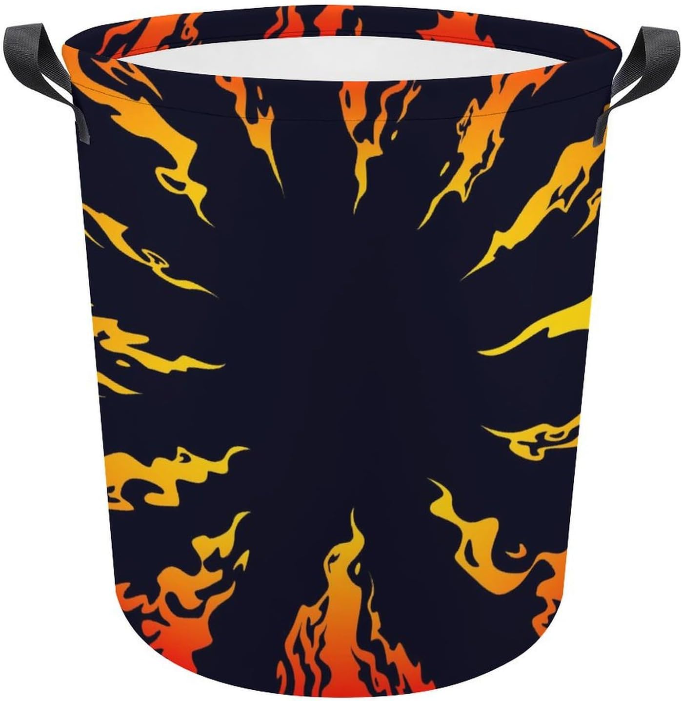 Fire Black Background Waterproof Laundry Hamper with Easy Carry Handles