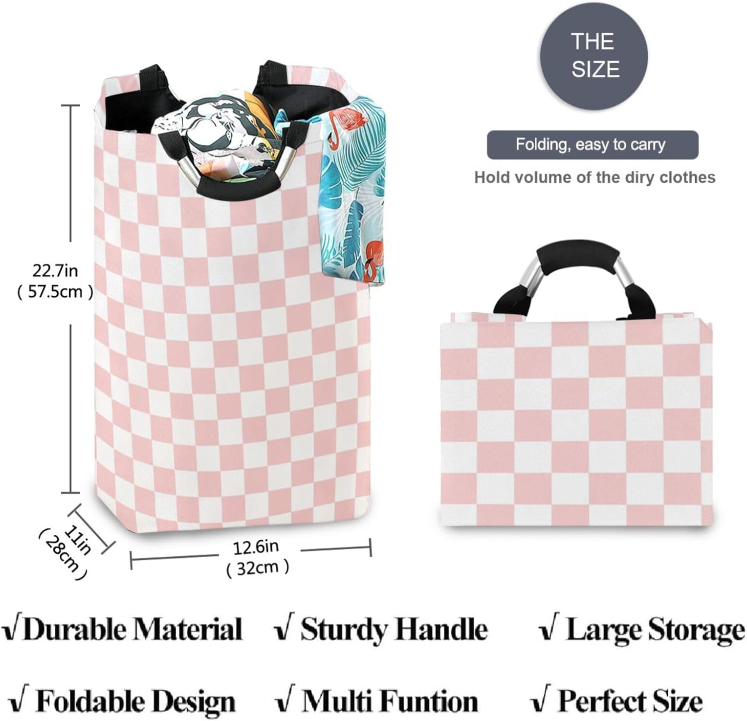 Cozy Pink Checkered Racing Baby Laundry Basket for Kids