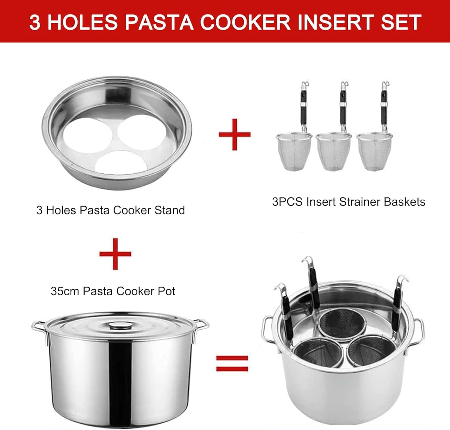 5 Holes Pasta Pot with Insert