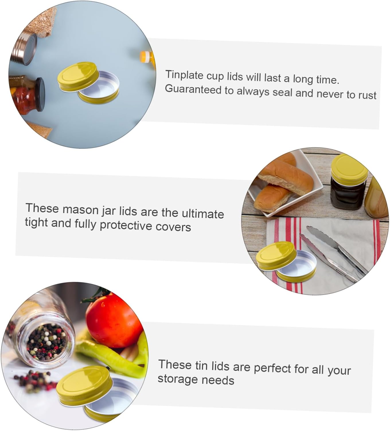 7cm Mason Jar Replacement Lids Easy to Clean Leak-Proof