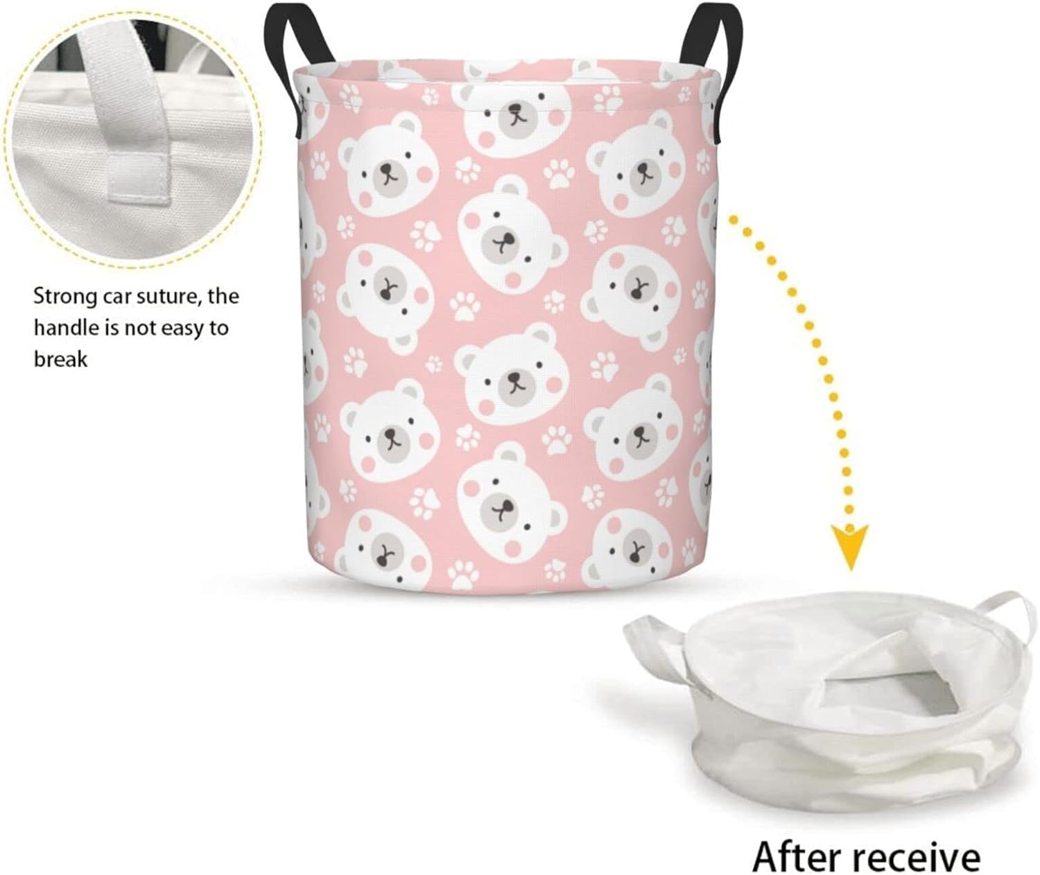 STURDY POLAR BEAR LAUNDRY BASKET PRVTKBSS