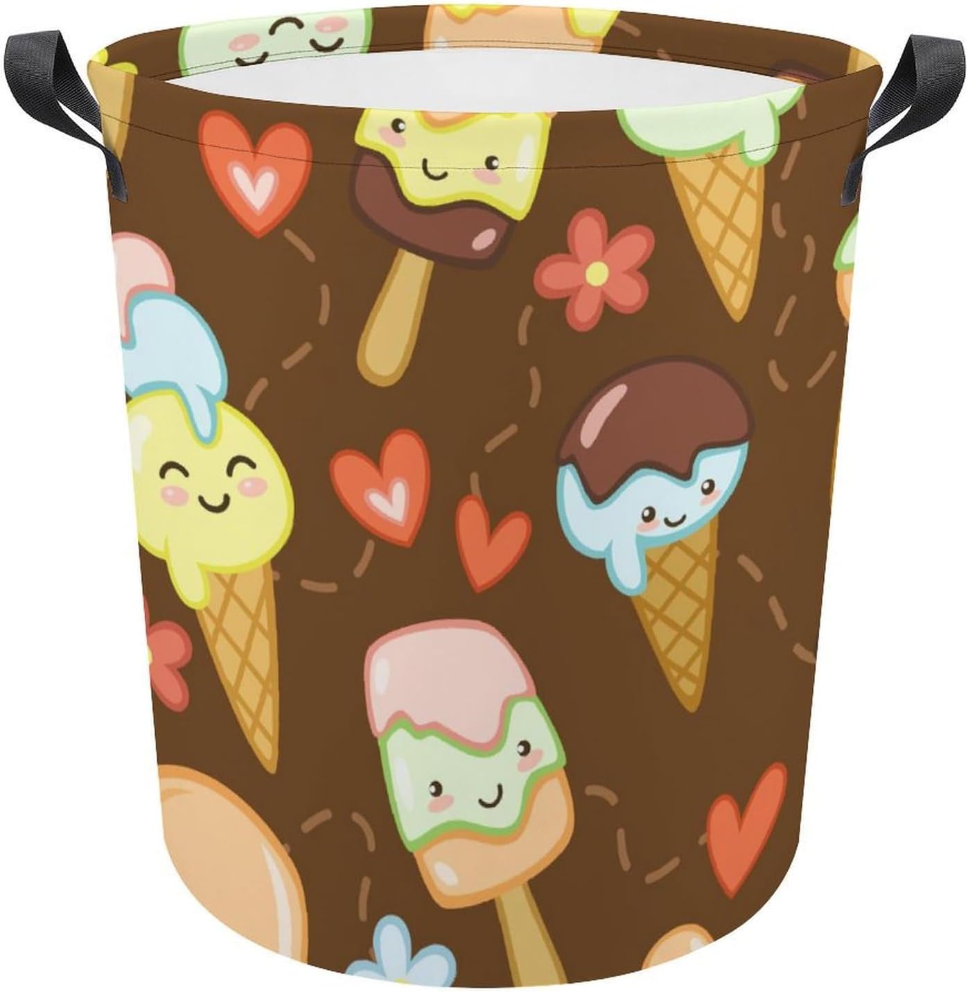 Cute Ice Creams Flower Laundry Hamper Waterproof Durable Mesh Basket