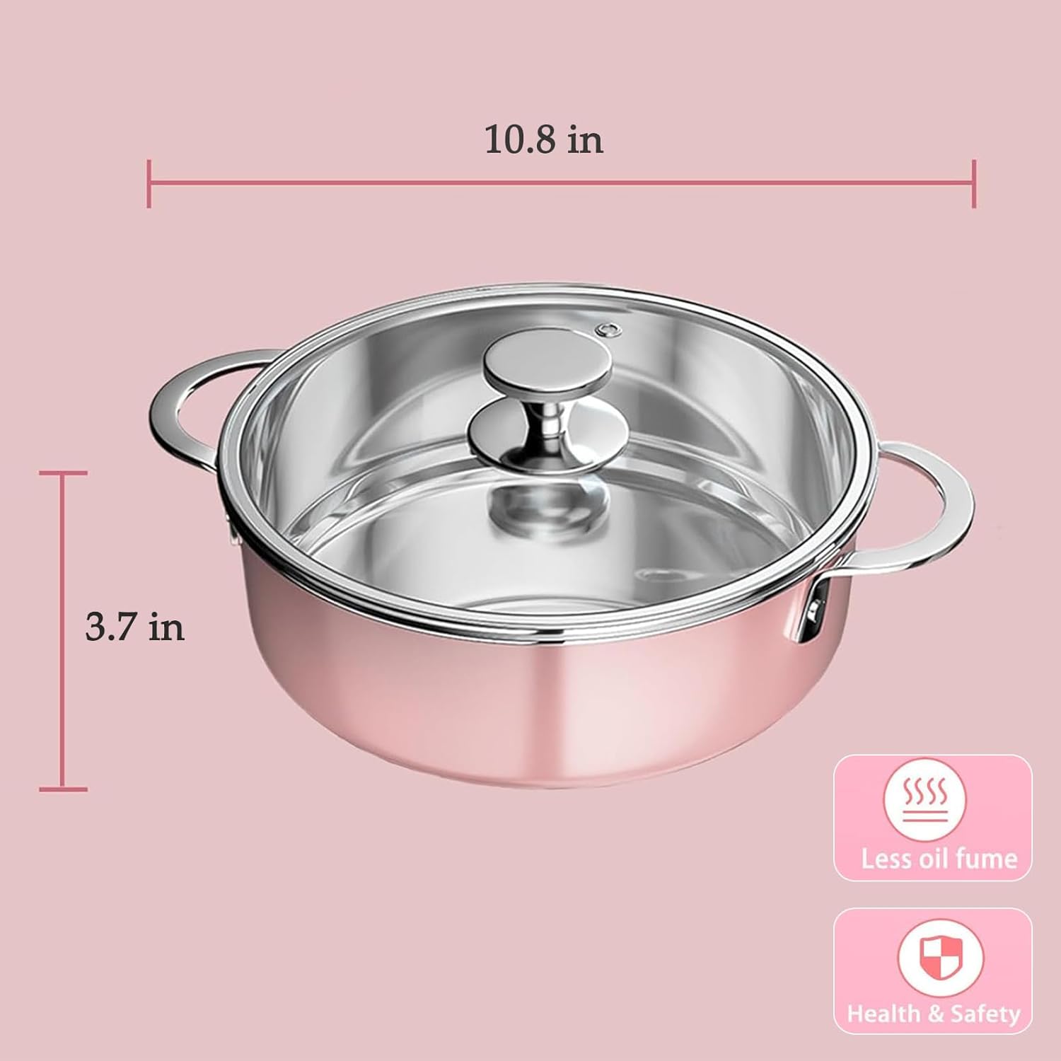 108-inch Dual-Handle Nonstick Stainless Steel Stock Pot with Visual Glass Cover