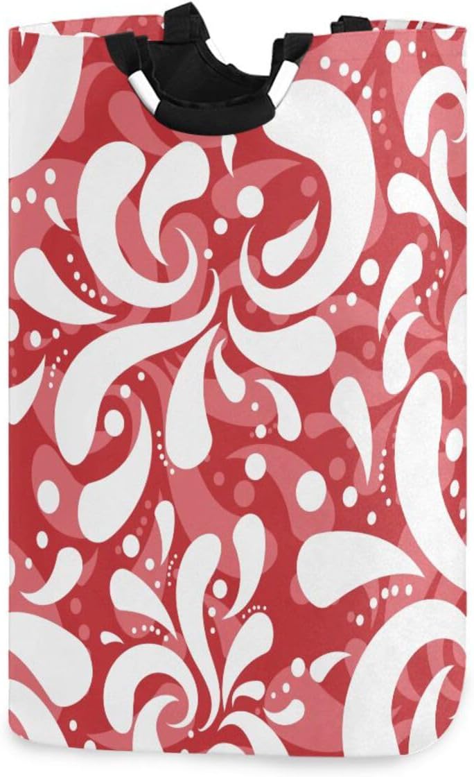 Retro Red Oriental Floral Clothes Hamper - Collapse Waterproof Laundry Organizer
