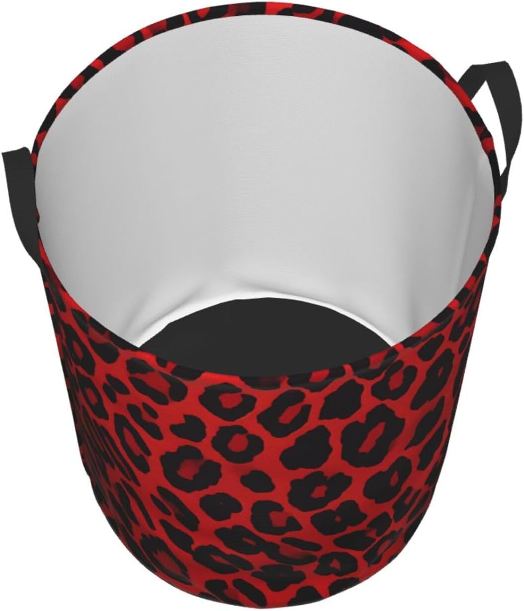 Large Laundry Basket Red Leopard Pattern