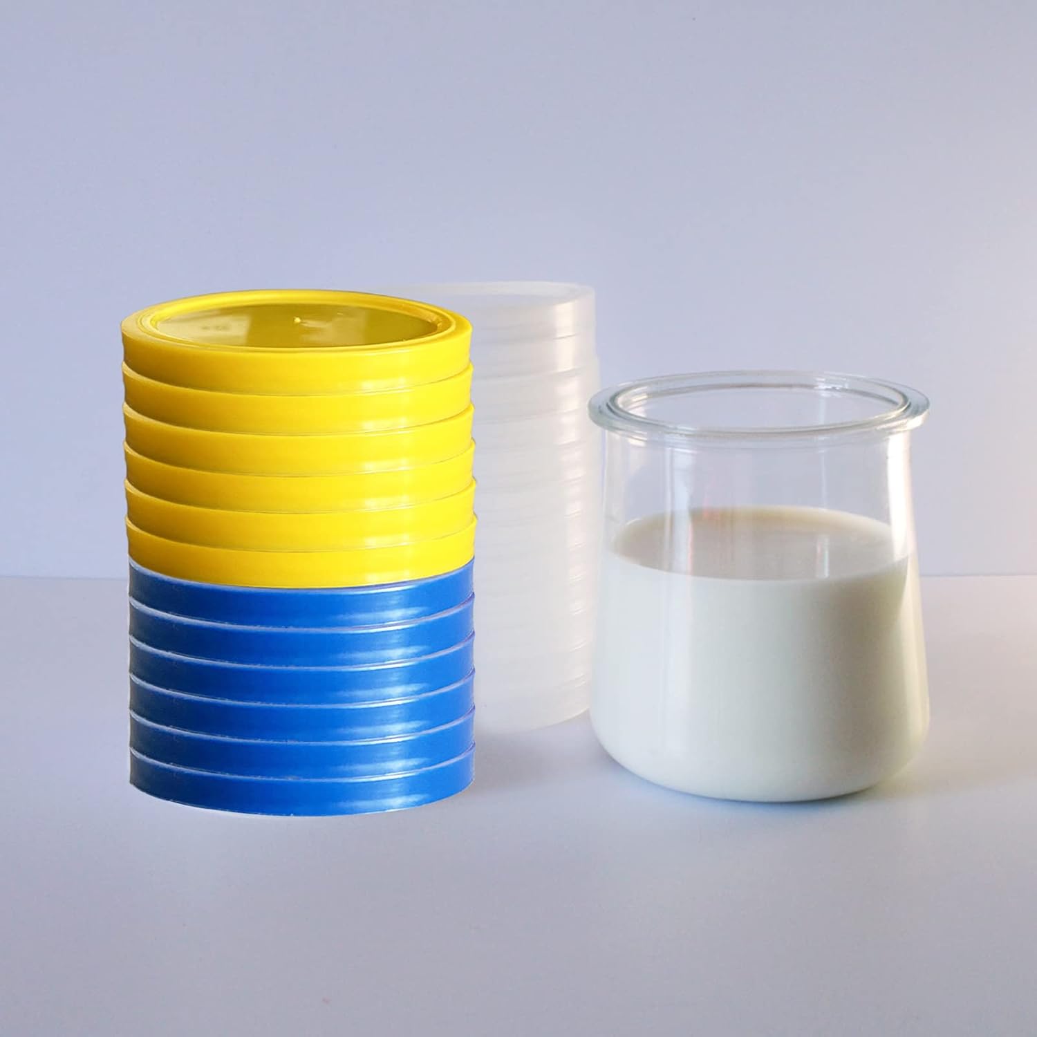 gocola Jar Lids for Oui - 12 Pack Clear with Labels